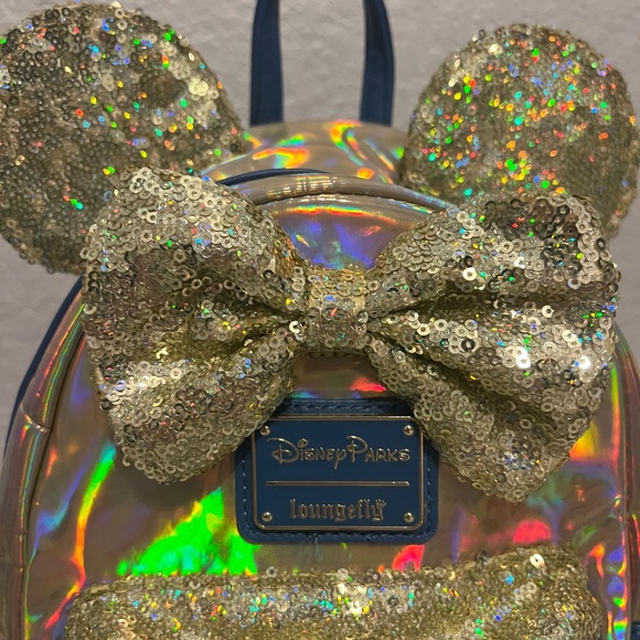 Loungefly Disney World Parks Gold Iridescent Mini Backpack 50th main image 4